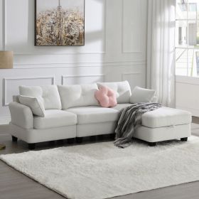 [VIDEO provided] [New] 92*63"Modern Teddy Velvet Sectional Sofa,Charging Ports on Each Side,L-shaped Couch with Storage Ottoman