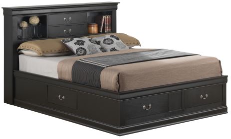 Glory Furniture Louis Phillipe G3150B-QSB Queen Storage Bed , Black