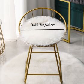 1pc Round Faux Fur Sheepskin Rugs (Color: White, size: 15.7*15.7"/40*40cm)