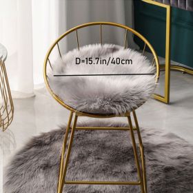 1pc Round Faux Fur Sheepskin Rugs (Color: Gray, size: 15.7*15.7"/40*40cm)