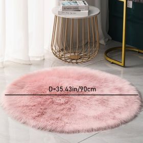 1pc Round Faux Fur Sheepskin Rugs (Color: PINK, size: 35.4*35.4"/90*90cm)