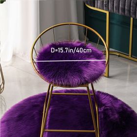 1pc Round Faux Fur Sheepskin Rugs (Color: PURPLE, size: 15.7*15.7"/40*40cm)