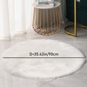 1pc Round Faux Fur Sheepskin Rugs (Color: White, size: 35.4*35.4"/90*90cm)