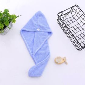 1pc Fast Drying Hair Towel With Button (Color: Blue)