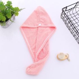 1pc Fast Drying Hair Towel With Button (Color: PINK)