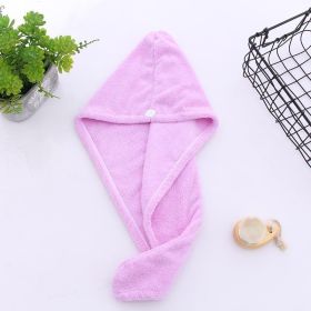 1pc Fast Drying Hair Towel With Button (Color: PURPLE)