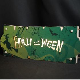 Halloween Sign for Front Door Welcome (Color: GREEN)