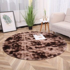 Non-Slip Plush Round Area Rug for Living Room and Kitchen (Color: Tie-dye Brown, size: Diameter 23.62inch)