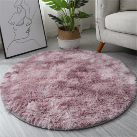 Non-Slip Plush Round Area Rug for Living Room and Kitchen (Color: Tie Dye Pink, size: Diameter 23.62inch)