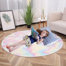 1pc, Tie-Dye Plush PV Velvet Area Rug (Color: Tie-dye Colorful, size: 62.99inch)