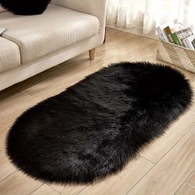 1pc, Oval Plush Rug (Color: Black, size: 23.62*47.24inch)