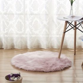 1pc, Plush Imitation Wool Area Rug (Color: PINK, size: Diameter 35.43inch)