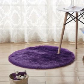 1pc, Plush Imitation Wool Area Rug (Color: PURPLE, size: Diameter 35.43inch)