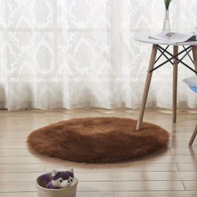 1pc, Plush Imitation Wool Area Rug (Color: Coffee, size: Diameter 35.43inch)