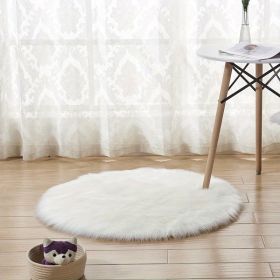 1pc, Plush Imitation Wool Area Rug (Color: White, size: Diameter 35.43inch)