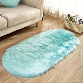 1pc, Oval Plush Rug (Color: Light Blue, size: 23.62*47.24inch)