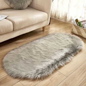 1pc, Oval Plush Rug (Color: Grey, size: 23.62*47.24inch)