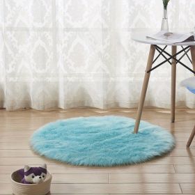 1pc, Plush Imitation Wool Area Rug (Color: Light Blue, size: Diameter 35.43inch)