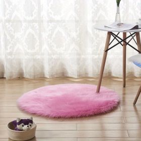 1pc, Plush Imitation Wool Area Rug (Color: Rose Red, size: Diameter 35.43inch)