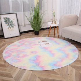 Non-Slip Plush Round Area Rug for Living Room and Kitchen (Color: Tie-dye Colorful, size: Diameter 23.62inch)