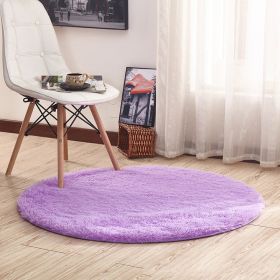 Fluffy Round Circle Rug for Kids Room (Color: PURPLE, size: 100x100cm)