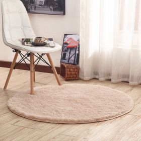 Fluffy Round Circle Rug for Kids Room (Color: Khaki, size: 160x160cm)