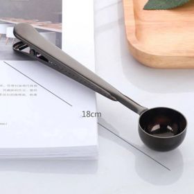 Two-in-one Stainless Steel Coffee Spoon (Color: Black)