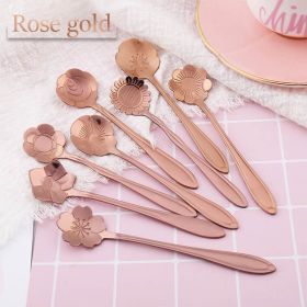 8Pcs Stainless Steel Flower Spoon (Ships From: China, Color: 8PCS Rose Gold)