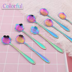 8Pcs Stainless Steel Flower Spoon (Ships From: China, Color: 8PCS Corlorful)