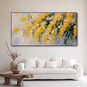 Hand Painted Blooming Yellow Flower Oil Painting (style: 01, size: 70x140cm)