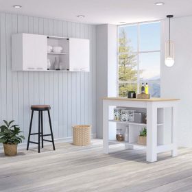 Norfolk 2 Piece Island Kitchen Set (Color: White /Light Oak)