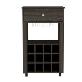 Ace Bar Cart; Twelve Built-in Wine Rack; (Color: Carbon Espresso)