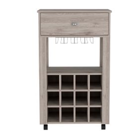 Ace Bar Cart; Twelve Built-in Wine Rack; (Color: Light Gray)