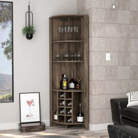 Bouvet Corner Bar Cabinet; (Color: Dark Brown)