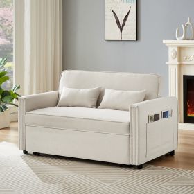 Modern Linen Convertible Loveseat Sleeper Sofa Couch with Adjustable Backrest (Color: as Pic)