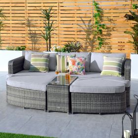 Direct Wicker Outdoor 4-Piece Patio Furniture Sunbed (Color: Gray)