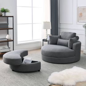 Dark Grey Sofa Lounge Club Big Round Chair (Color: as Pic)