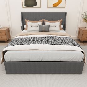 Full Size Bed Frame with Gas Lift (Color: as Pic)