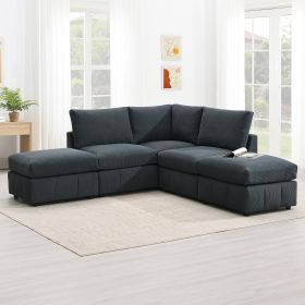 [VIDEO provided][New]93"Modern Sectional Sofa with Vertical Stripes (Color: as Pic)