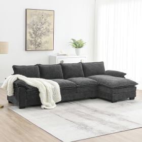 [VIDEO provided][New]118*55" Modern L-shaped Chenille Cloud Sofa with Double Seat Cushions (Color: as Pic)