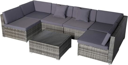 7 Piece Patio Furniture Set (Color: Dark Grey)