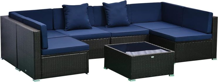 7 Piece Patio Furniture Set (Color: Light Blue)