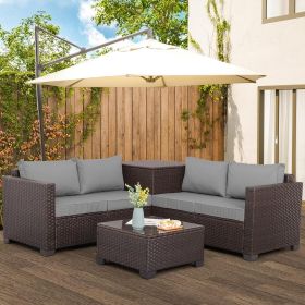 Outdoor Furniture Set 4 Pieces (Color: Light Grey, size: 4 Pieces)