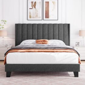 Beige Full Bed Frame Upholstered Platform (Color: Dark Gray, size: King)