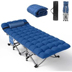 Folding Camping Cot for Adults with Mattress (Color: Blue Cot)