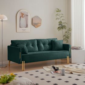 70" Velvet Sofa Couch Luxury Modern Upholstered 3-Seater (Color: GREEN)