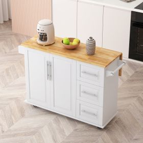 Kitchen Island Cart with 2 Door Cabinet (Color: White)