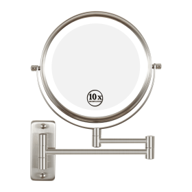 8 Inch Wall-Mounted Makeup Mirror (Color: Brushed Nickel)