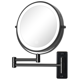 8 Inch Wall-Mounted Makeup Mirror (Color: Black)