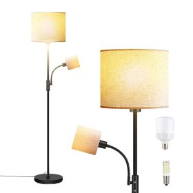 Mother Daughter Floor Lamp with Linen Shade (Color: Beige)